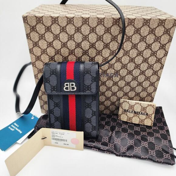 Balenciaga x Gucci The Hacker Project Street Style Crossbody Shoulder Bag Black - Picture 10 of 16